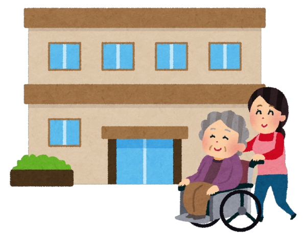 介護で車椅子を押すイラスト