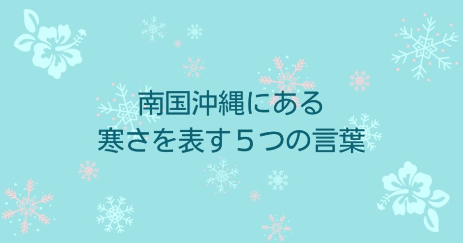 南国沖縄にある寒さを表す5つの言葉