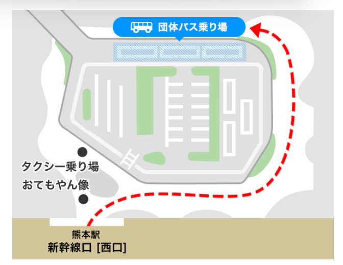 サントリー熊本工場の熊本駅シャトルバス乗り場地図