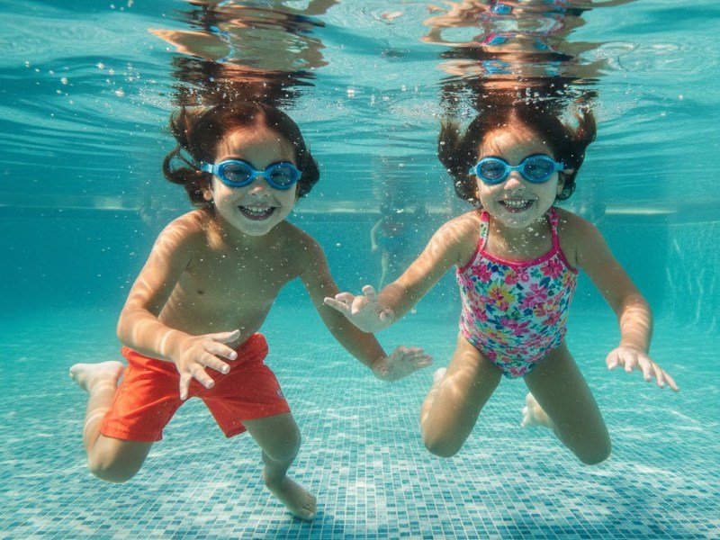 プールで遊んでいる子ども達